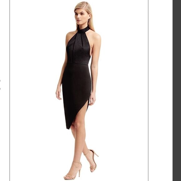 Stylestalker Asymmetrical Black Lana Noir Halter Crepe Dress S - Picture 1 of 14